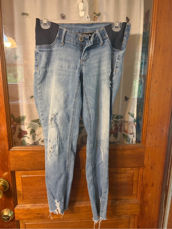 Indigo Blue Denim - Light Wash Maternity Skinny Jeans with Stretch Panels